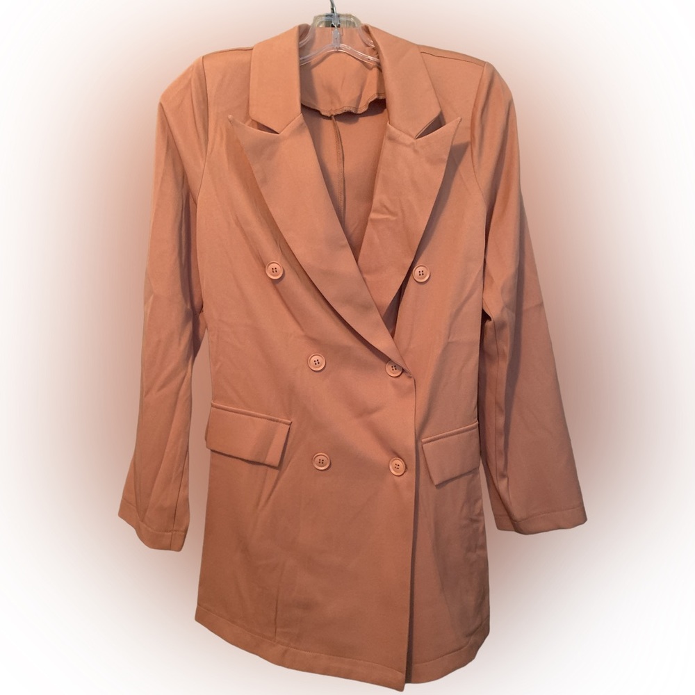 New burnt orange double breasted blazer